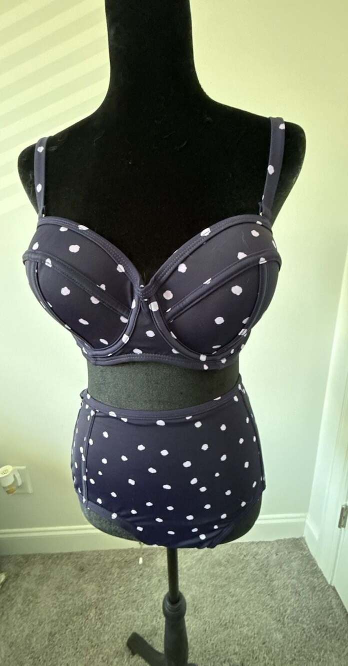 Swimsuits For All Polka Dot High Waisted Bikini Set Size 10